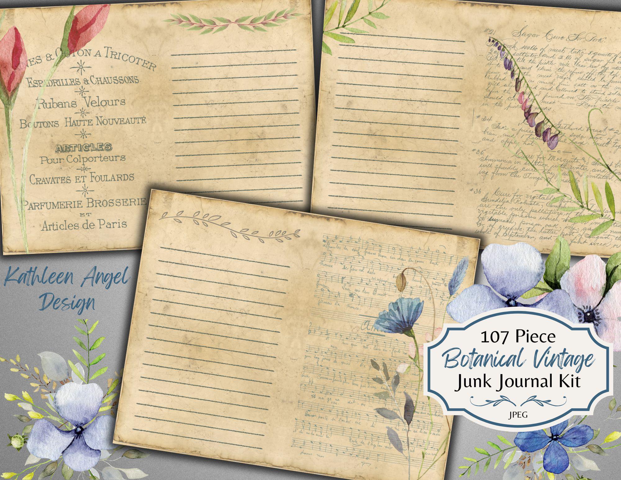 Botanical Vintage Junk Journal Kit: Ephemera & Printable Pages (digital ...