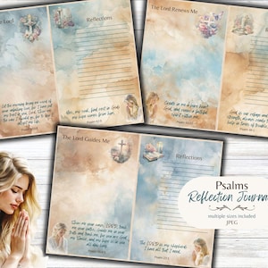 Psalmen reflectie gebedsdagboek - afdrukbaar digitaal papier - christelijk geloof Womens Journal - religieus cadeau - gratis fysiek commercieel gebruik