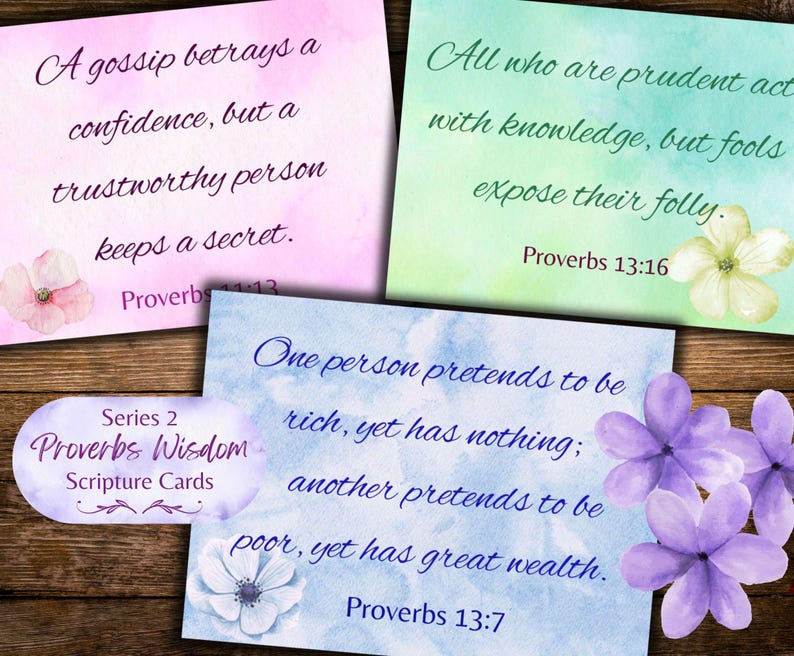 Watercolor Proverbs Scripture Cards - Series 2 (digital Download) - Etsy