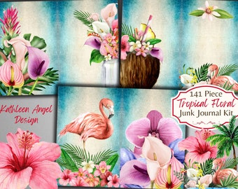 Tropical Floral Junk Journal Kit: Hawaiian Ephemera (Digital Download)