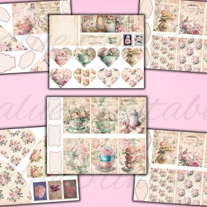 Kit de journal indésirable de 190 pièces pour théière florale shabby chic Journal de thé Pages imprimables fleurs éphémères téléchargement numérique fichiers JPEG image 7