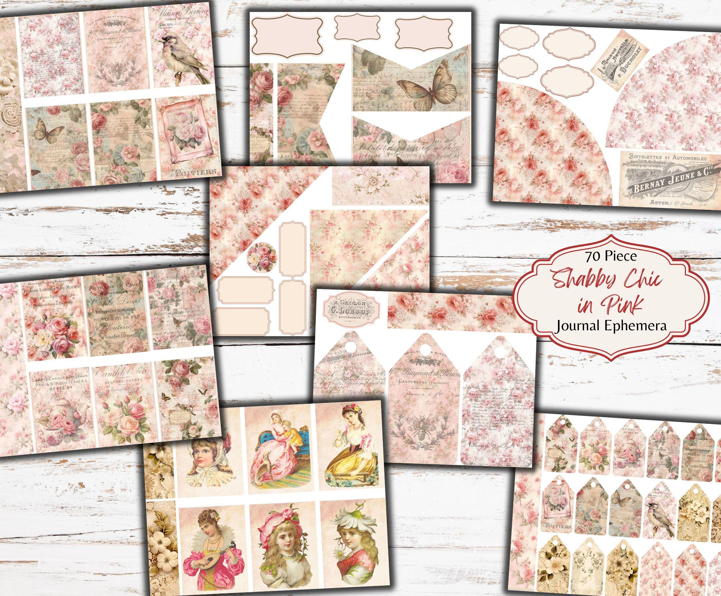 Pink Shabby Chic Junk Journal Kit: Floral Ephemera (printable JPG) - Etsy