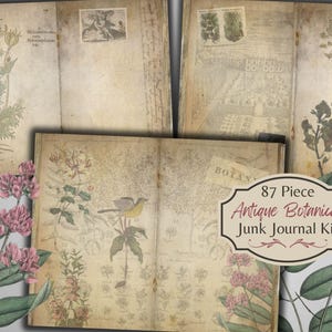 Antieke botanische vintage junk Journal Kit - afdrukbaar - plantkunde Ephemera - digitaal - versieringen - JPG - gratis fysiek commercieel gebruik