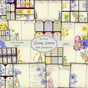 Kit de journal botanique indésirable Gnome Spring - Pages imprimables - Fleurs éphémères - Numérique - Embellissements - PDF - Utilisation commerciale physique gratuite