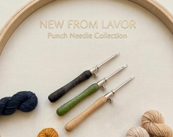 Lavor Punch Needle Set, Coconut or Plastic Handle, 2, 2.5, 3mm Needles