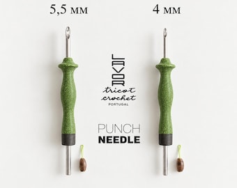 Set di aghi da punzonatura ergonomici Lavor (4 mm e 5,5 mm) – Strumento ad anello regolabile – Filati per tappeti e ricamo – Prodotto in Portogallo