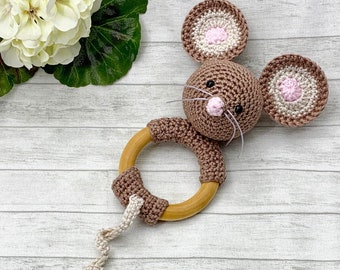 Mouse Rattle, Baby Announcement, Photo Prop