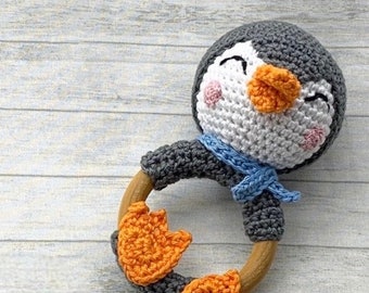 Penguin Rattle, Baby Photo Prop, Baby Announcement