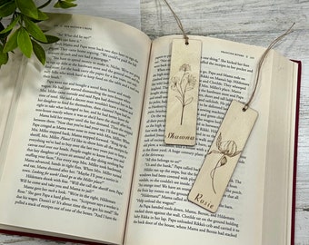 Personalized Wooden Floral Bookmark