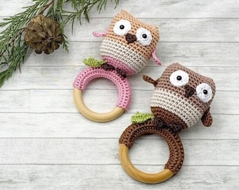 Owl Rattle, Photo Prop, Baby Announcement