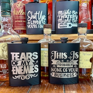 Stainless Steel 8oz Flask Funny Sayings Group 1