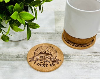 Cork Coaster Set of 4, Mountain Themed