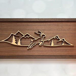 BUCK Line Art Wall Decor, Rustic Themed, Wall Art, Deer Cabin Decor