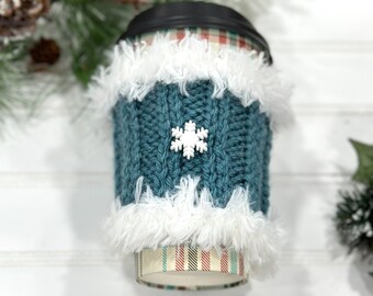Snowflake Coffee Cozy, Travel Cup Cover