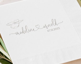 Personalized Napkins Wedding Dinner Napkins Bridal Shower Party Anniversary Custom Monogram Cheers Rehearsal Beverage Cocktail Luncheon