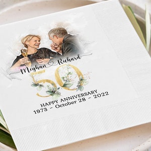 50th Anniversary Napkins Personalized Napkins Party Decorations Custom Wedding Napkins 50th Anniversary Gifts for Parent Gifts for Couple K image 1