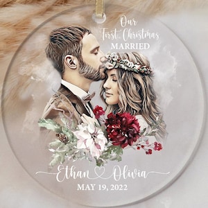 First Christmas Married Ornament Personalized Ornament Gift Christmas Ornament Custom Photo Ornament Picture Ornament Wedding Ornament