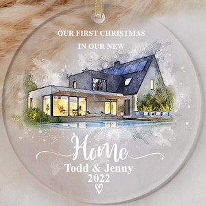 House Portrait Personalized Ornament Christmas Ornament Housewarming Gift Custom Photo Gift Home Decor Real Estate Gift New Home Ornament
