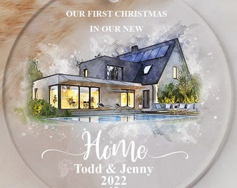 House Portrait Personalized Ornament Christmas Ornament Housewarming Gift Custom Photo Gift Home Decor Real Estate Gift New Home Ornament