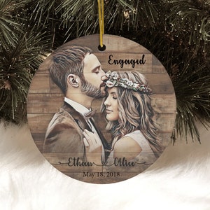 Ceramic Engaged Ornament Engagement Ornament Gift Engagement Party Gift Personalized Engagement Gift Custom Engagement Gift with Photo Names