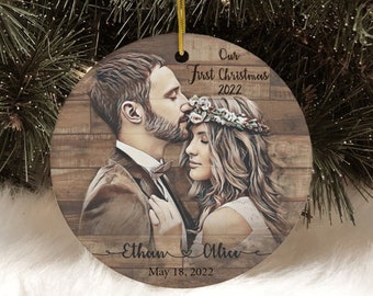 Personalized First Christmas Tree Ornament 2023 Personalized Ornament Custom Photo Ornament Unique Ornament Married Gift Holiday Decor