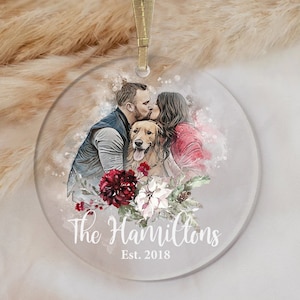 Custom Family With Pet Ornament, Family Christmas Ornaments, Personalized Dog Cat Ornament, Family With Cat Dog Keepsake, Xmas Tree Decor