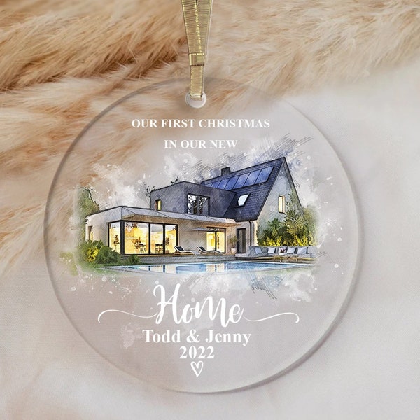 House Portrait Personalized Ornament Sets Housewarming Gift Best Holiday Gift Handmade Gift Holiday Decor Real Estate Gift New Home Ornament