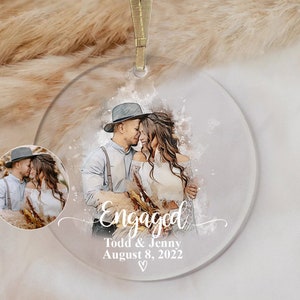 Custom Portrait Engagement Ornament Personalized Gift for Her Best Unique Gift for Him Holiday Ornament Christmas Ornament Photo Ornament