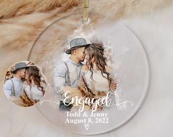 Personalized Engaged Ornament- Engagement Ornament-Engagement Gift- Custom Ornament-Engagement Announcement Couples Ornament