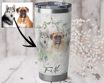 Personalized Gift for Mom Gift Custom Pet Portrait Dog Memorial Gift Dog Tumbler Accessories for Mom Photo Gift For Pet Owner Dog Lover Gift