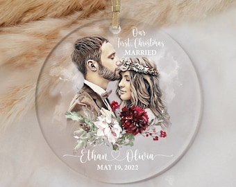Personalized Ornament Custom Photo Ornament Married Gift Couple Personalized First Christmas Mr Mrs Christmas Tree Ornament Holiday Decor