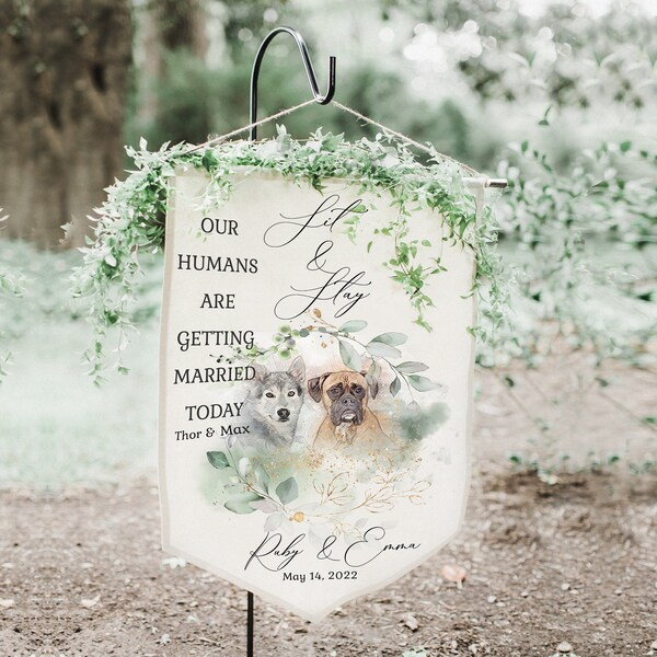 Personalized Wedding Metal Sign - Up to 3 Dogs - Wedding/Anniversary Gift for Couple/Dog Lovers main image 0