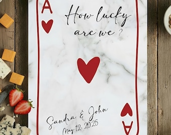 Personalized Glass Charcuterie Board Marble Wood Look Cutting Board Ace Playing Card Wedding Gift Bridal Shower Gift Anniversary Gift