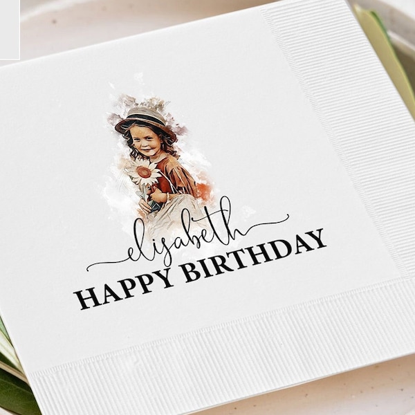 custom portrait from photo birthday napkins for women birthday party napkins personalized napkins plates custom serviette logo napkins