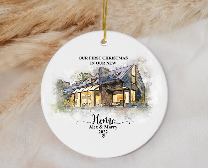 House Portrait Personalized New Home Photo Ornament Custom House ...