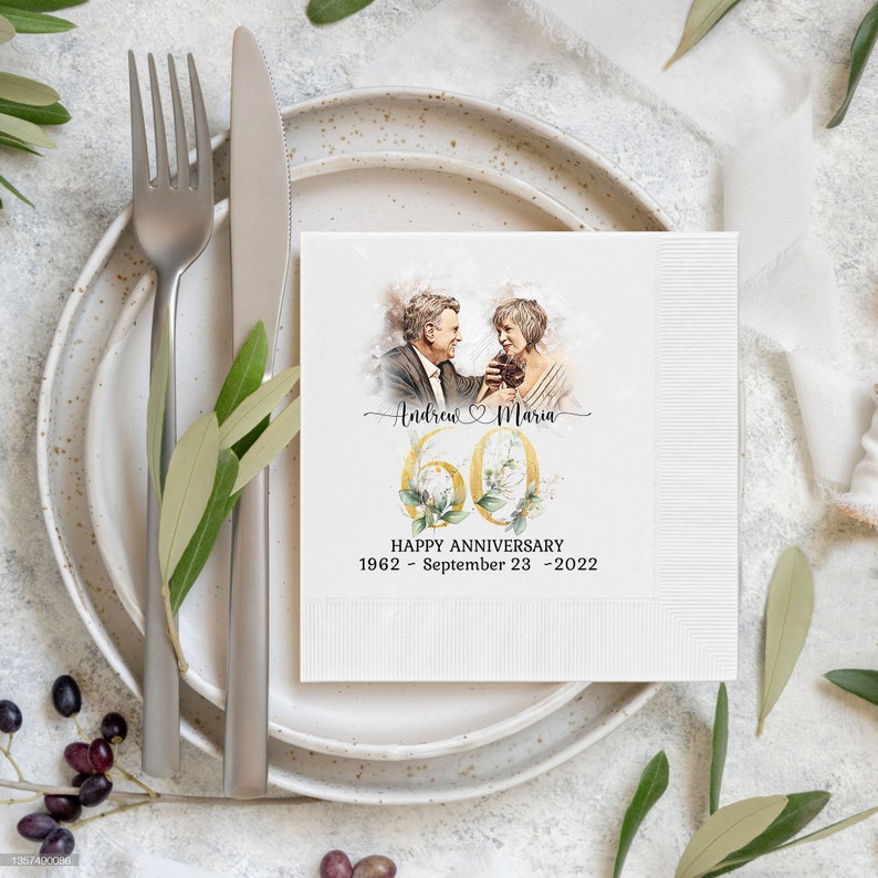 50th Anniversary Napkins Personalized Napkins Party Decorations Custom Wedding Napkins 50th Anniversary Gifts for Parent Gifts for Couple K image 4