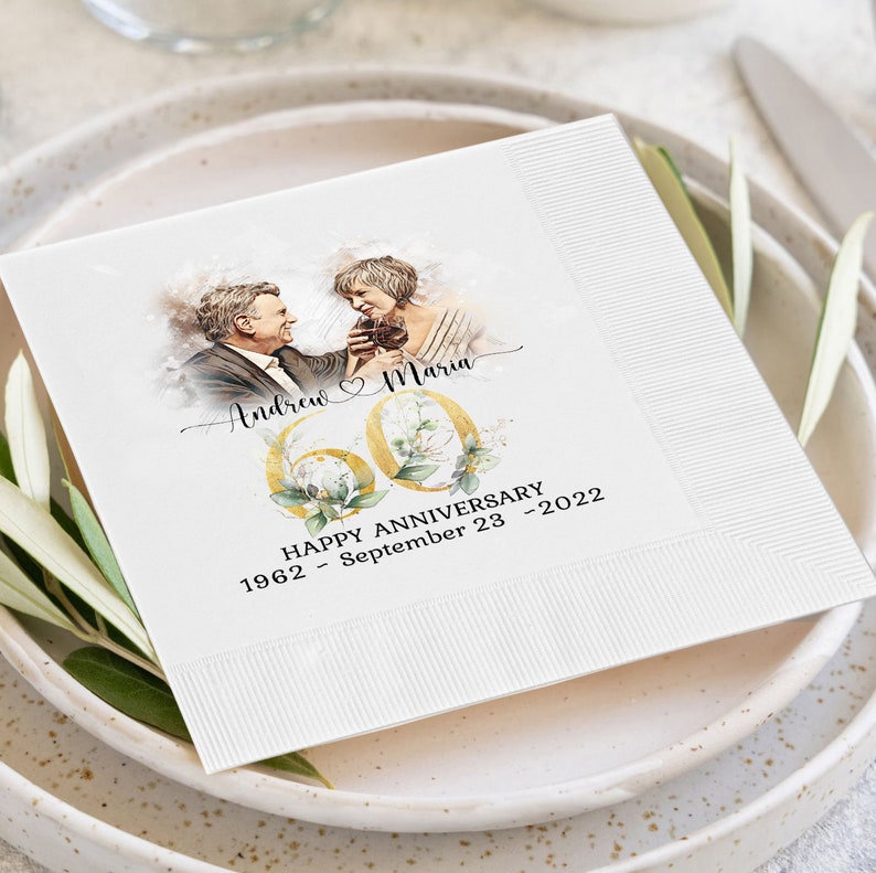 50th Anniversary Napkins Personalized Napkins Party Decorations Custom Wedding Napkins 50th Anniversary Gifts for Parent Gifts for Couple K image 3