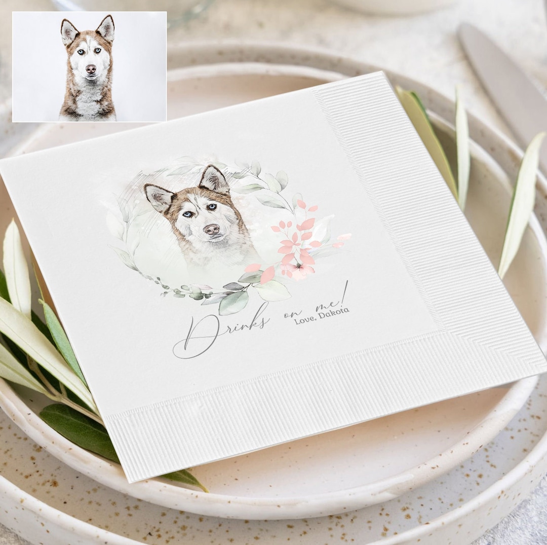 Dog Cocktail Napkins Dog Watercolor Napkins Wedding Napkins