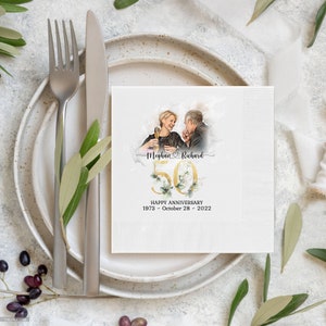 50th Anniversary Napkins Personalized Napkins Party Decorations Custom Wedding Napkins 50th Anniversary Gifts for Parent Gifts for Couple K image 2