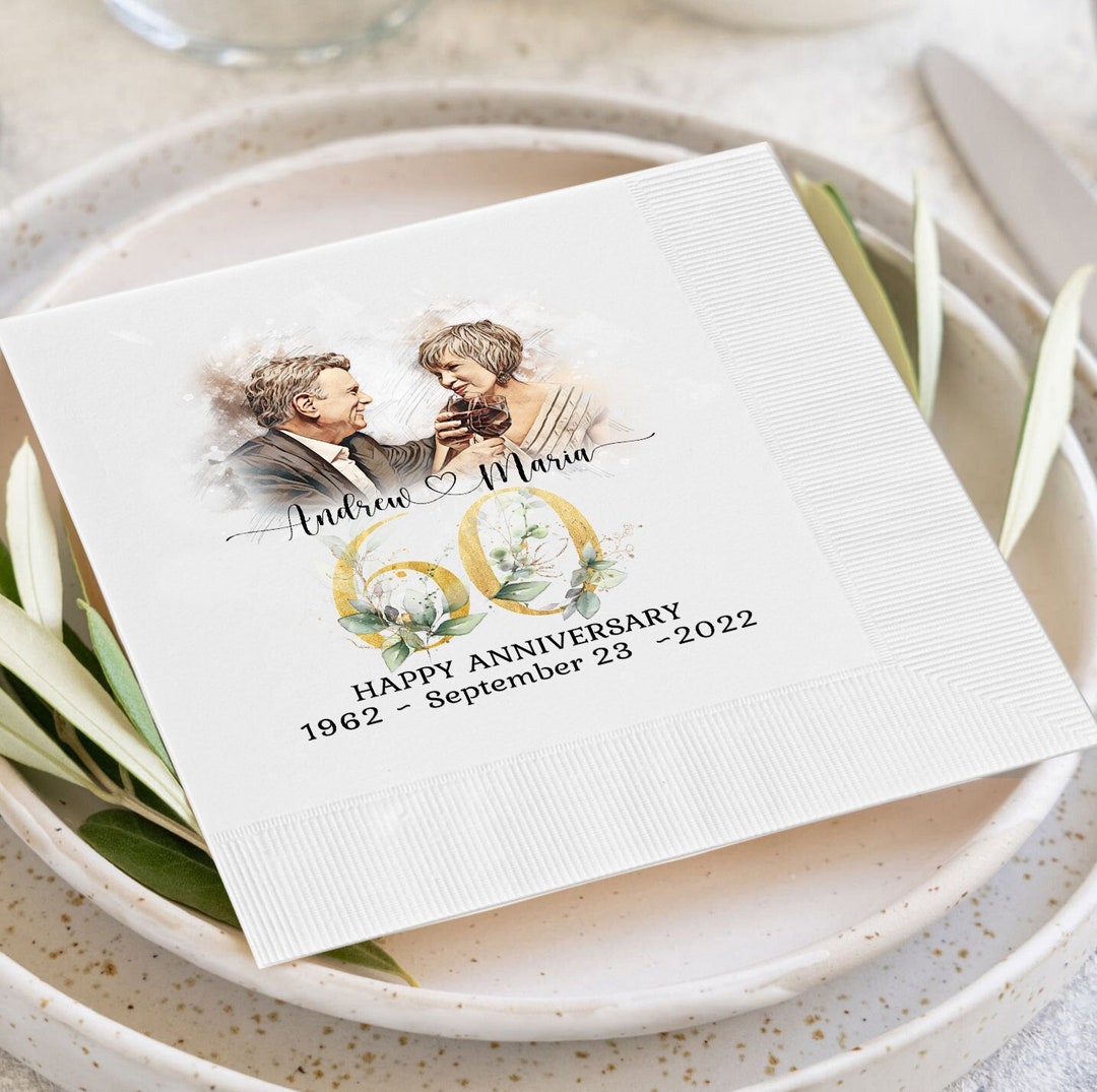60th Anniversary Napkins Personalized Napkins Party Etsy