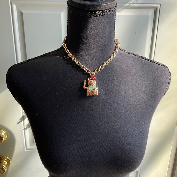 Betsey Johnson Waving Lucky Cat Necklace