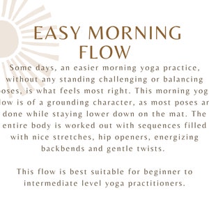 Easy Morning Flow Yoga Sequences, ochtendyogales voor het hele lichaam, met aanwijzingen, ademhalingsbegeleiding, Sanskrietnamen, digitale download yogagids afbeelding 2
