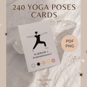 Tarjetas imprimibles con 240 posturas de yoga / Recurso de Hatha Ashtanga (descarga en PDF y PNG)