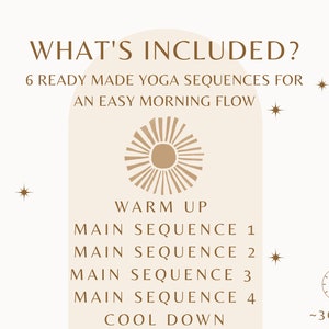 Easy Morning Flow Yoga Sequences, ochtendyogales voor het hele lichaam, met aanwijzingen, ademhalingsbegeleiding, Sanskrietnamen, digitale download yogagids afbeelding 3