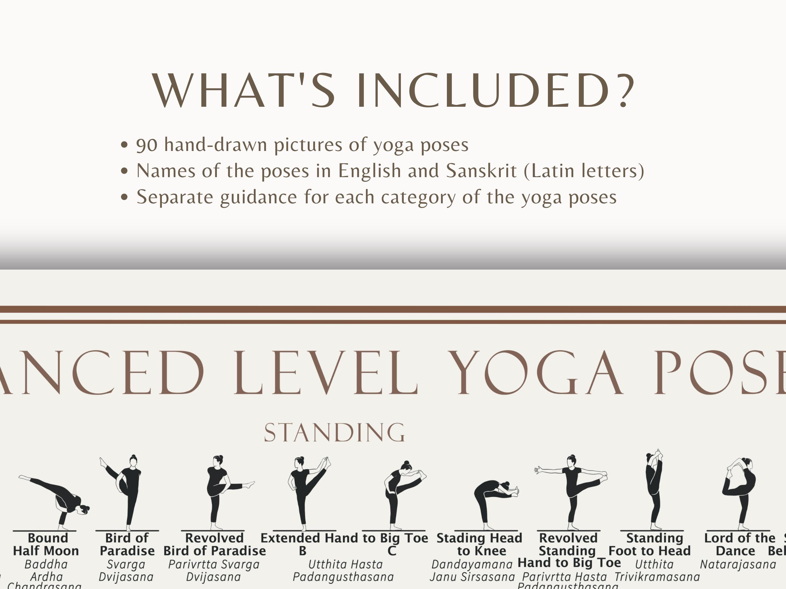 Advanced Yoga Poses Chart | Hatha & Modern Asanas Wall Art (printable ...