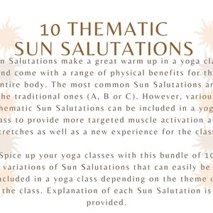 10 Thematic Sun Salutations Yoga Sequences, with cues, breathing guidance, Sanskrit names, printable PDF PNG files zdjęcie 2