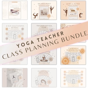 Yoga Teacher Class Planning Bundle | Vinyasa Sequencing Guide, Yoga Flows, 400 Pose Library & Yoga PNG Cards, Digital Download