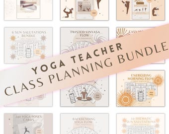 Yoga Teacher Class Planning Bundle | Vinyasa Sequencing Guide, Yoga Flows, 400 Pose Library & Yoga PNG Cards, Digital Download