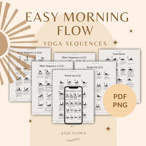 Easy Morning Flow-yogareeksen, ochtendyogales voor het hele lichaam, met aanwijzingen, ademhalingsbegeleiding, Sanskrietnamen, yogagids voor digitale download