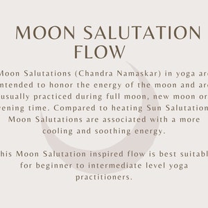 Moon Salutation Flow Yoga Sequences, ready made yoga class, with cues, breathing guidance, Sanskrit names, printable PDF PNG files zdjęcie 2
